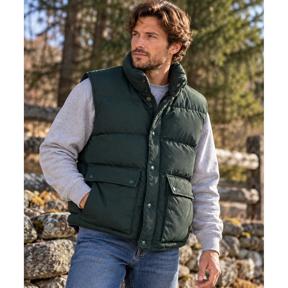 Vintage 90s Eddie Bauer Goose Down Vest Mens S Green Puffer Gorpcore Outdoor